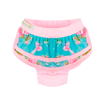 Calcinha Bonito pra Cachorro Babado Floral Rosa para Cães