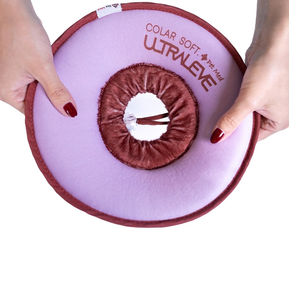 Colar Elisabetano Pet Med Ultraleve Soft Rosa e Bordô para Gatos