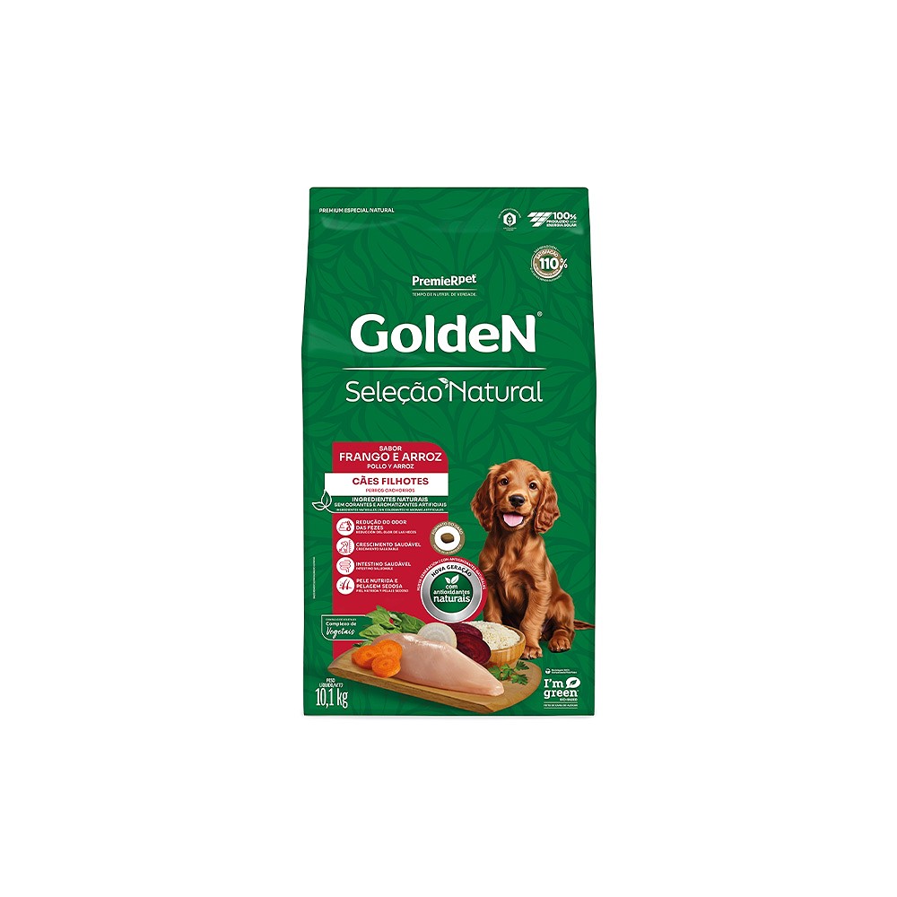 Ração Golden Seleção Natural para Cães Filhotes Sabor Frango e Arroz