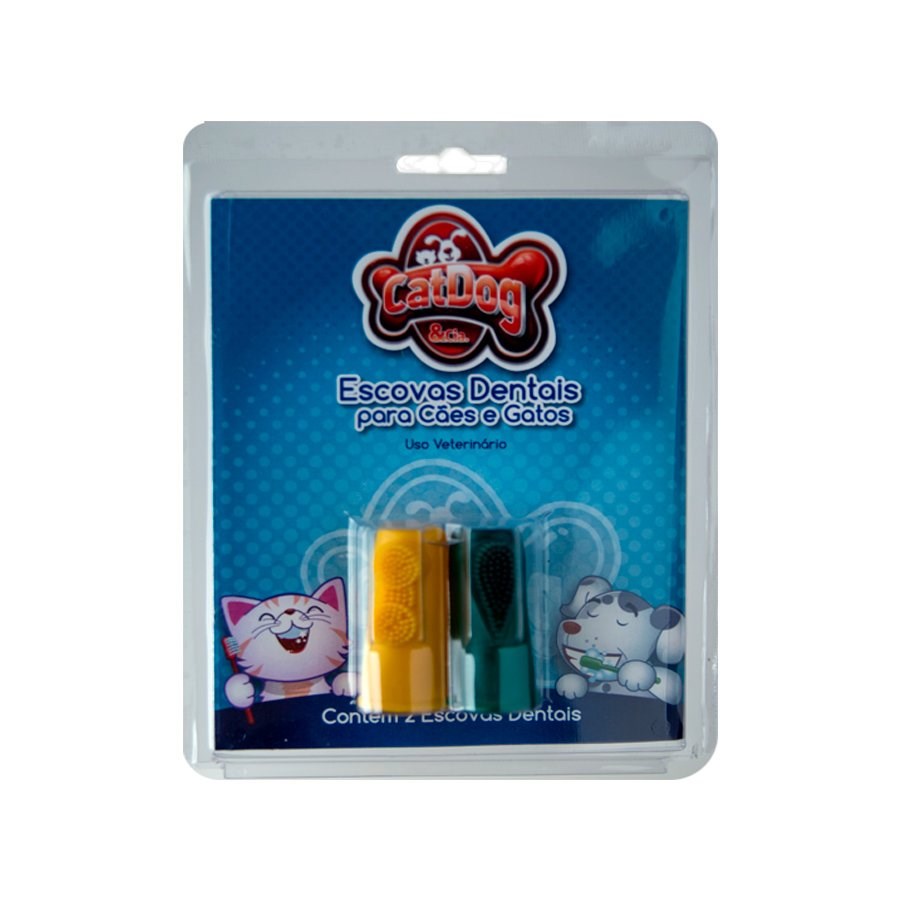Kit Dental Cat dog com 2 Dedeiras - Cores Sortidas