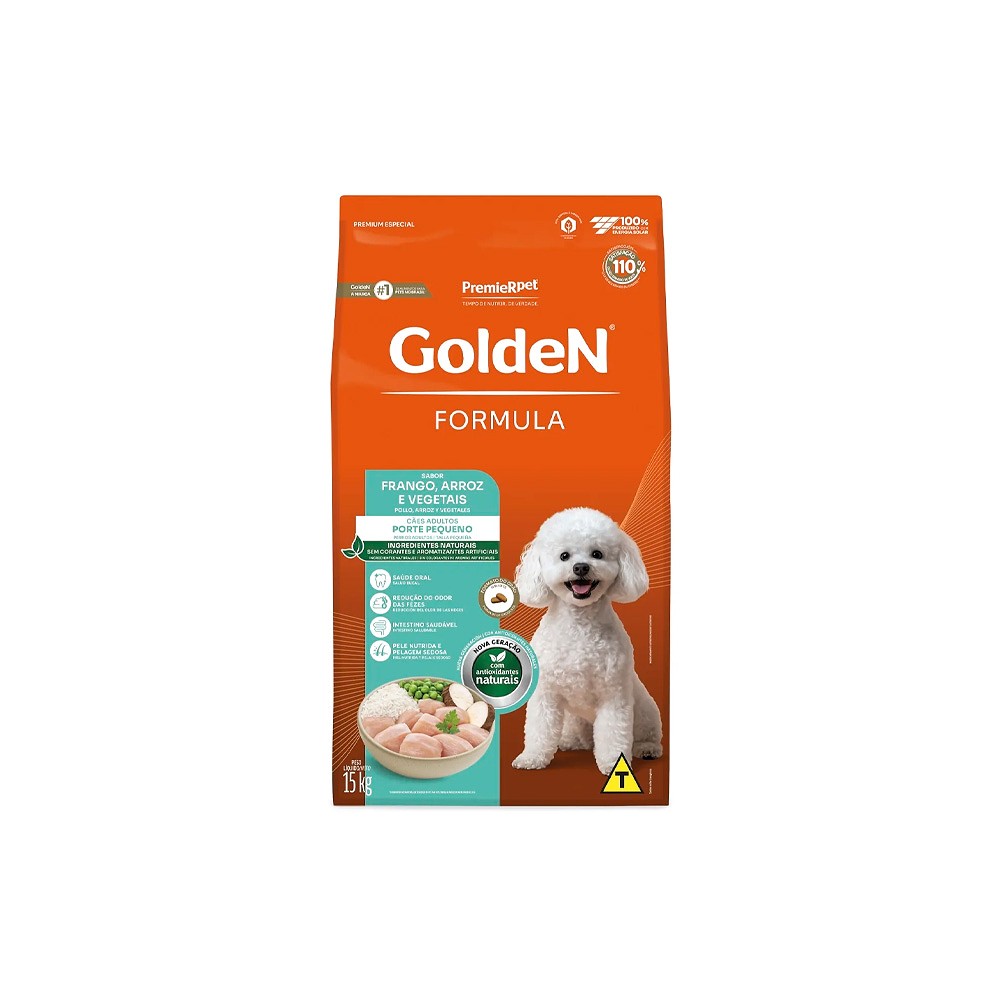 Ração Golden Fórmula Mini Bits para Cães de Pequeno Porte Adultos sabor Frango & Arroz