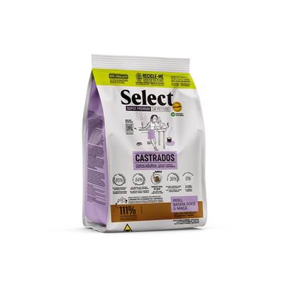 Ração Monello Select para Gatos Adultos Castrados Sabor Peru, Batata Doce e Maçã 7kg