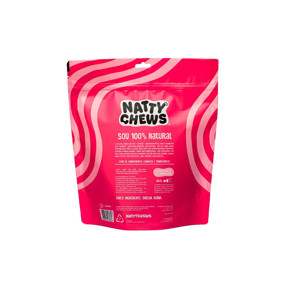 Osso Natty Chews Orelha Suína Natural para Cães - 3 Unidades