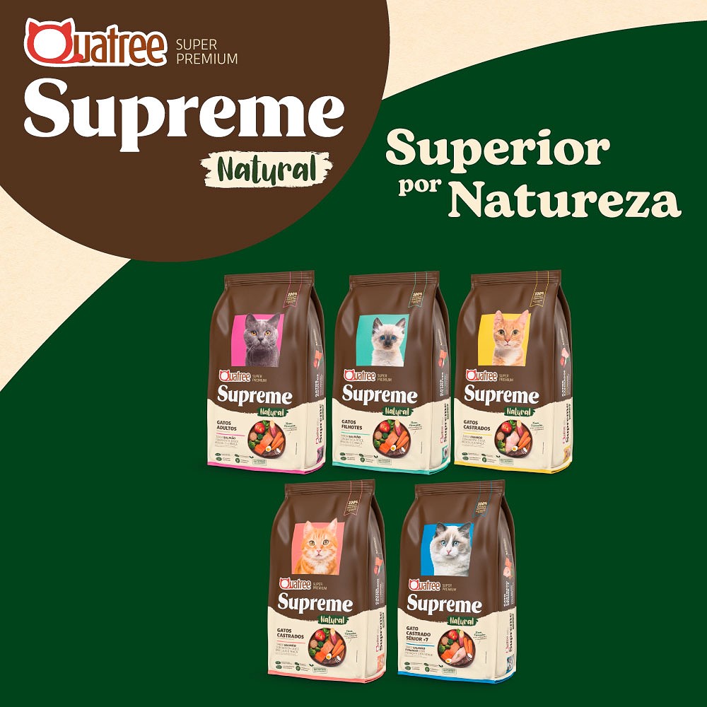 Ração Quatree Supreme para Gatos Adultos Sabor Salmão e Arroz