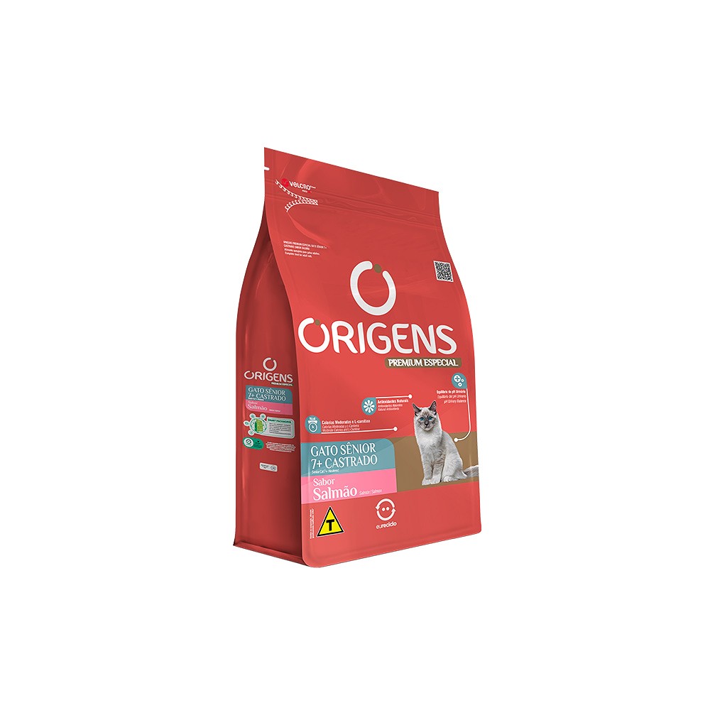 Ração Origens para Gato Sênior Castrado sabor Salmão