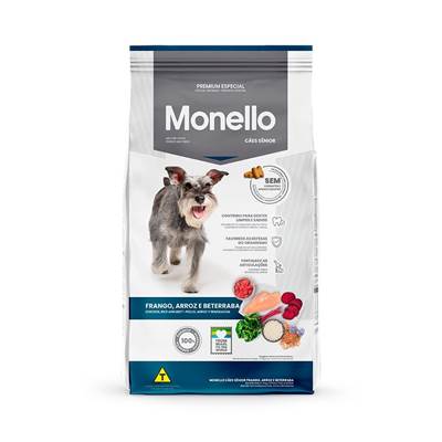 Ração Monello para Cães Sênior sabor Frango, Arroz e Beterraba 10,1kg