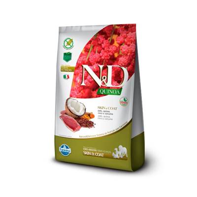 Ração N&D Quinoa Skin & Coat para Cães Adultos de Todas as Raças sabor Pato, Quinoa, Coco & Cúrcuma