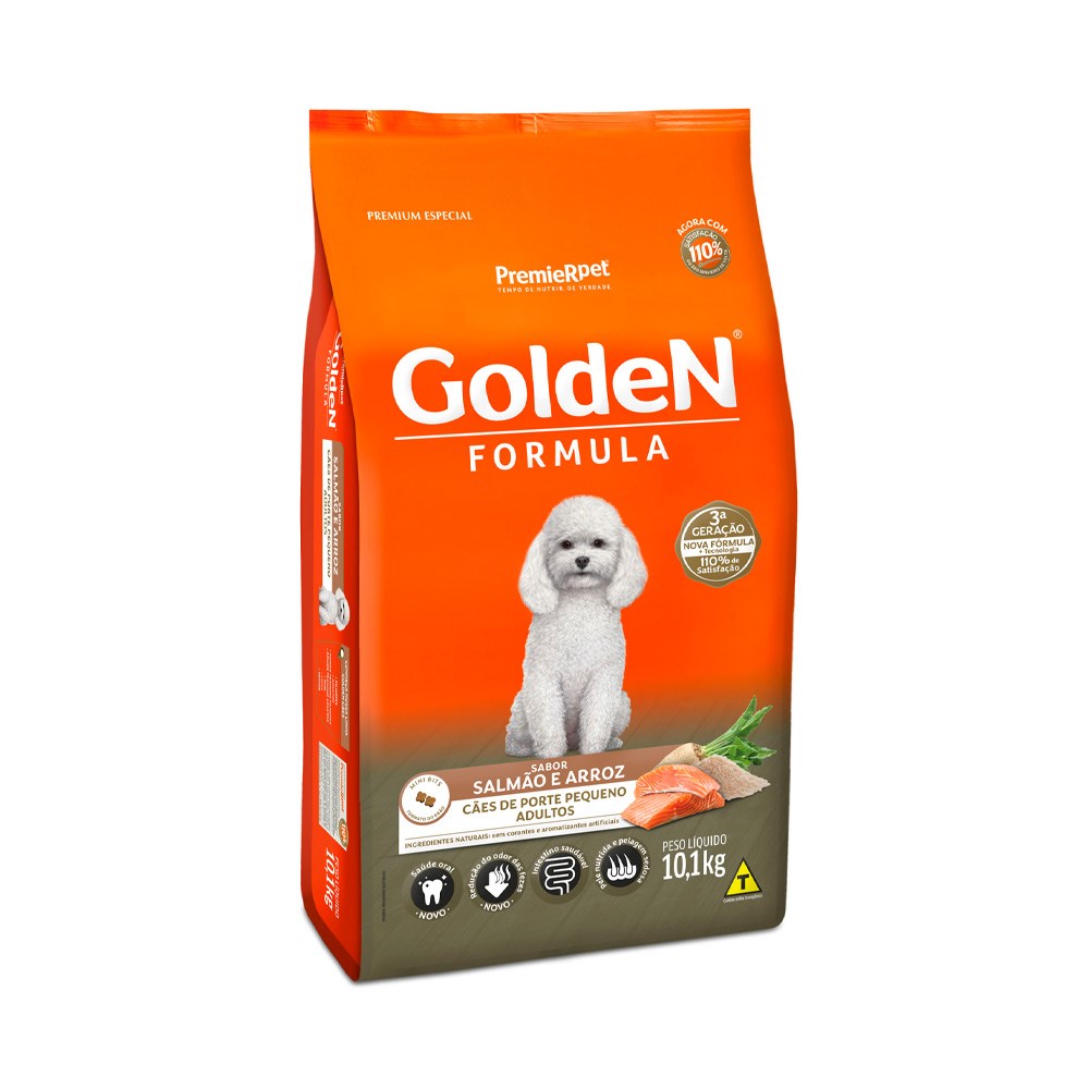 Ração Golden Fórmula Mini Bits para Cães de Pequeno Porte Adultos sabor Salmão & Arroz