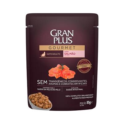 Ração GranPlus Sachê Gourmet para Gatos Adultos sabor Salmão