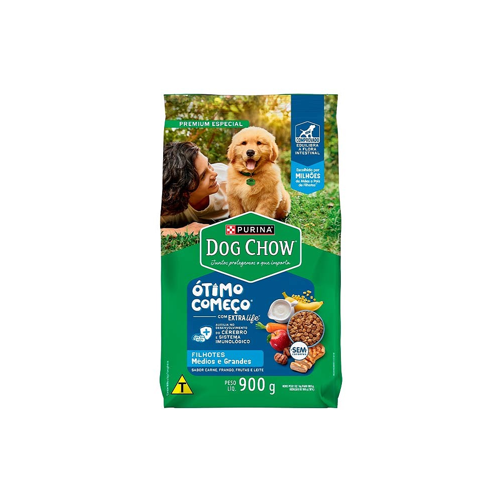 Ração Dog Chow para Cães Filhotes de Porte Médio e Grande sabor Carne, Frango e Arroz