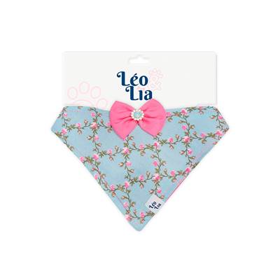 Bandana Leo e Lia Floral Azul para Cães e Gatos G