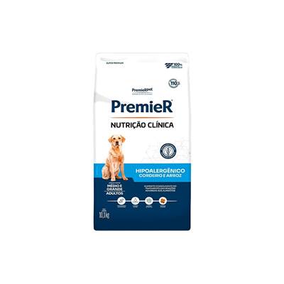 Ração Premier Nutrição Clínica Hipoalergênico para Cães de Médio e Grande Porte sabor Cordeiro e Arroz 10,1kg
