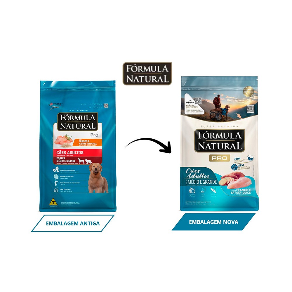 Ração Fórmula Natural Pró para Cães Adultos de Porte Médio e Grande sabor Frango e Arroz Integral