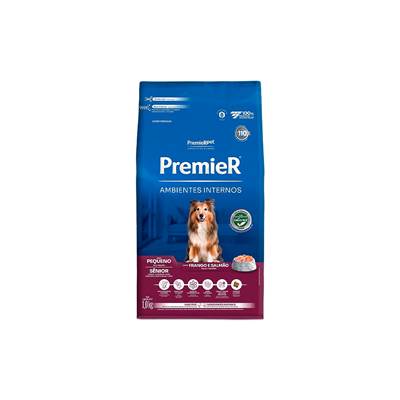 Ração Premier Ambientes Internos para Cães Adultos Sênior Raças Pequenas sabor Frango & Salmão 1kg