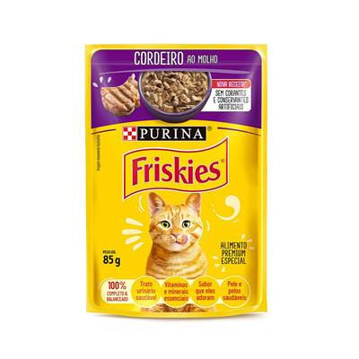 Ração Friskies Sachê para Gatos Adultos sabor Cordeiro ao Molho 85g