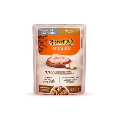 Ração Úmida Special Cat Ultralife para Gatos Castrados Sabor Frango ao Molho 85g