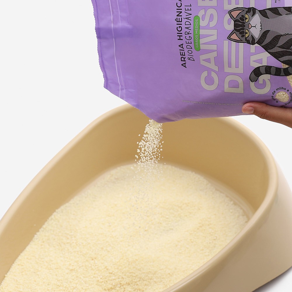 Areia Sanitária Biodegradável Cansei de Ser Gato Grãos Médios