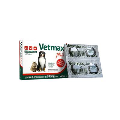 Vermífugo Vetnil Vetmax Plus 700 mg 4 comprimidos