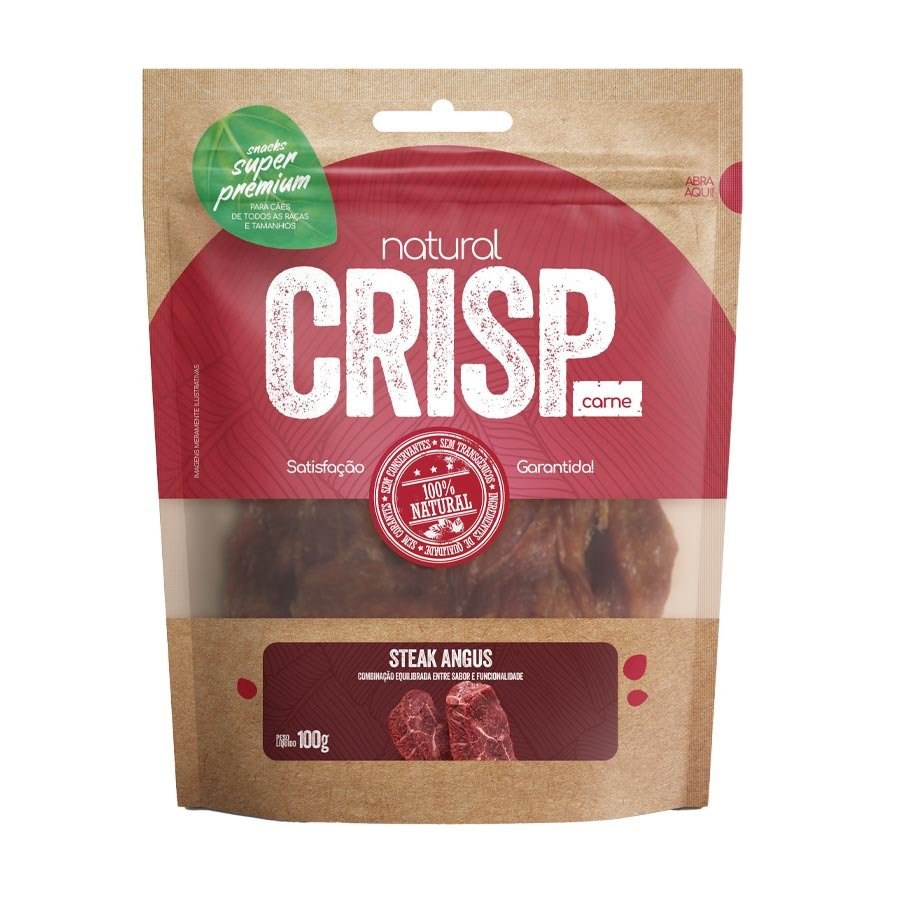 Snack Natural Crisp Carne Steak Angus para Cães