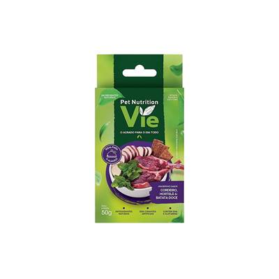Snack Pet Nutrition Vie Cordeiro, Hortelã e Batata Doce para Cães 50g