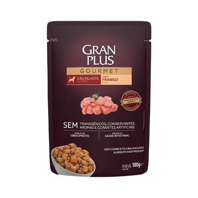 Ração GranPlus Sachê Gourmet para Cães Filhotes sabor Frango 100g