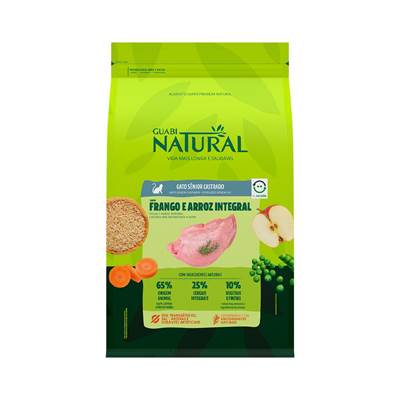 Ração Guabi Natural para Gatos Castrados Sênior sabor Frango e Arroz Integral 1,5kg