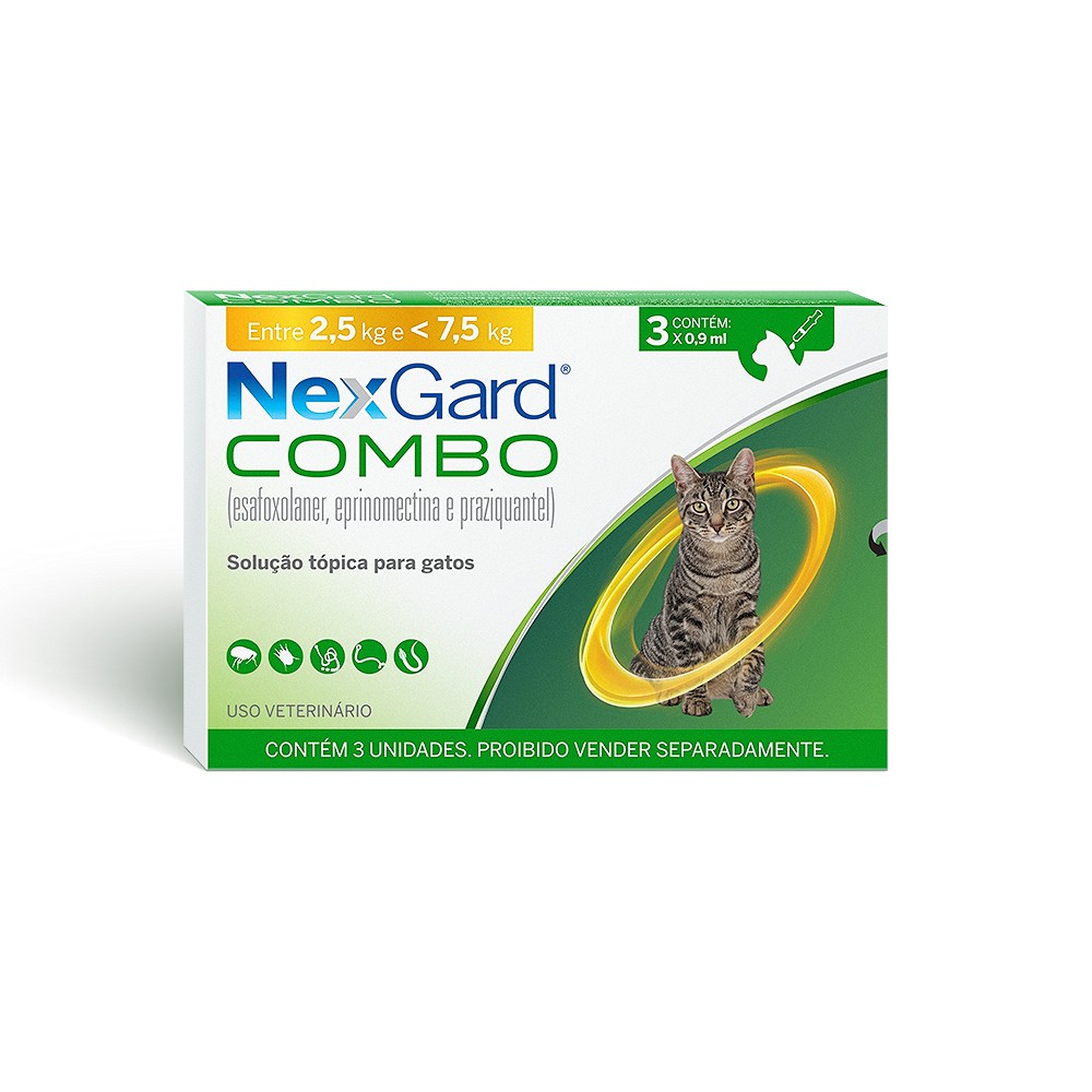 Antipulgas Nexgard Combo para Gatos  - de 2,5kg até 7,5kg