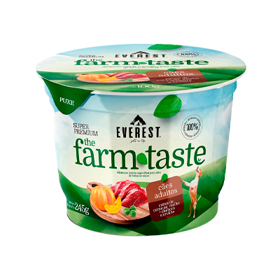 Ração Úmida Everest The Farm Taste para Cães Adultos Cubos de Carne ao Molho com Abóbora e Ervilha 245g
