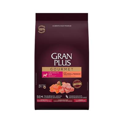 Ração Granplus Gourmet para Cães Adultos Porte Mini sabor Salmão e Frango 1kg