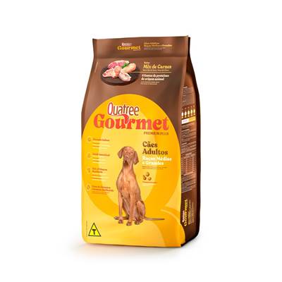 Ração Quatree Gourmet para Cães Adultos Raças Médias e Grandes Sabor Frango - Sem Corantes 3kg