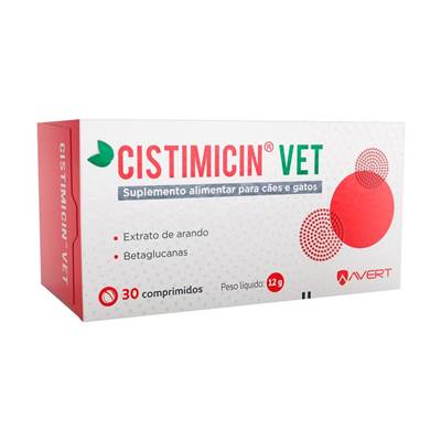 Suplemento Alimentar Avert Cistimicin Vet 12g para Cães e Gatos 30 comprimidos