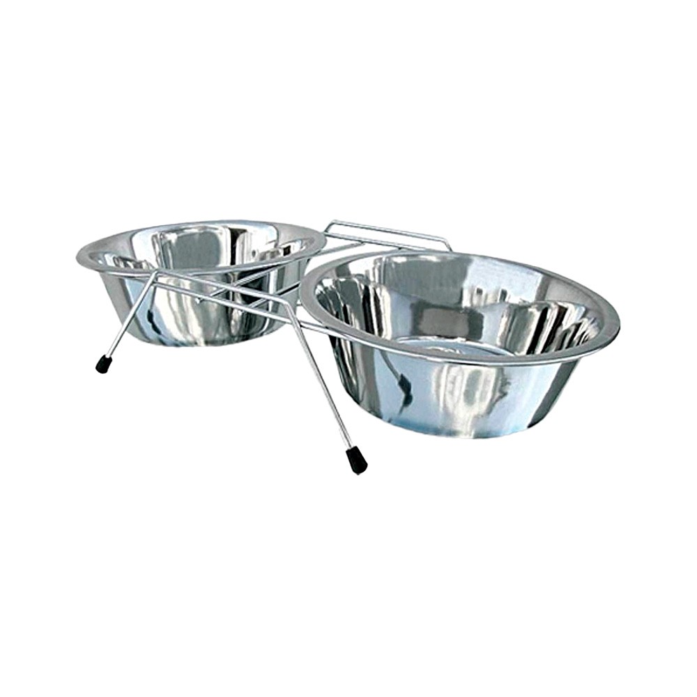 Comedouro Duplo American Pets para Cães com Base - Cores Sortidas