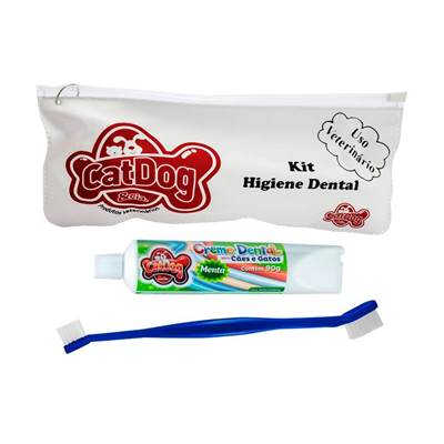 Conjunto de Higiene Dental Cat Dog Creme Dental Menta e Escova de Cabo Longo - Cores Sortidas U
