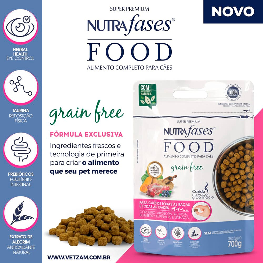 Ração Nutrafases sabor Cordeiro, Abóbora e Quinoa para Cães