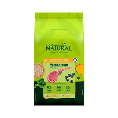 Ração Guabi Natural para Cães Adultos Raças Grandes sabor Cordeiro e Aveia 12kg