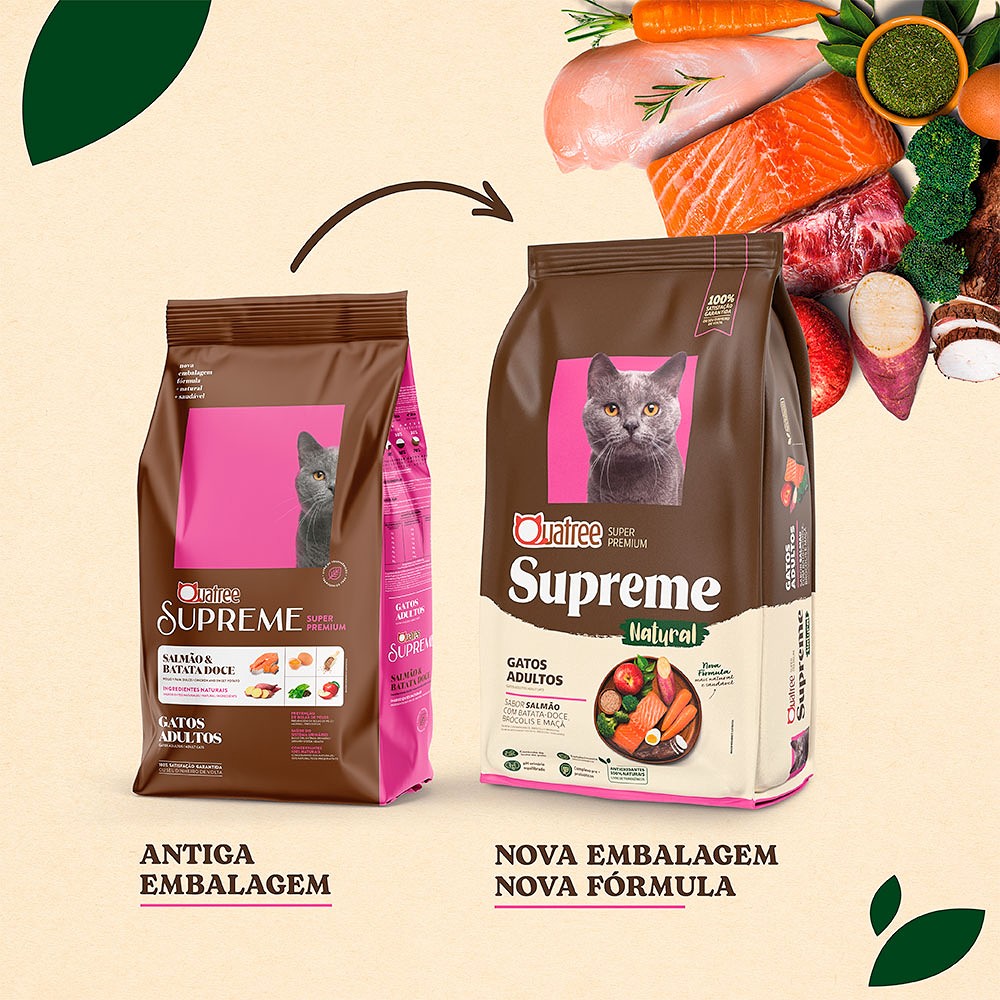 Ração Quatree Supreme para Gatos Adultos Sabor Salmão e Arroz