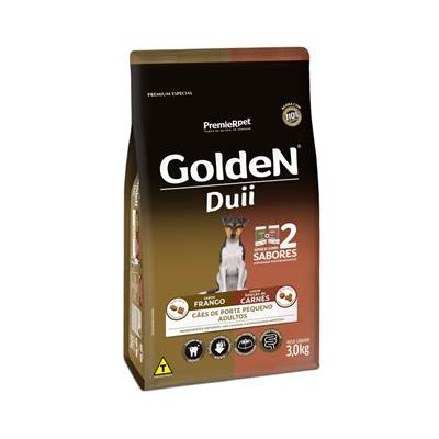 Ração Golden Fórmula Duii Mini Bits para Cães Adultos sabor Frango e Carne 3kg