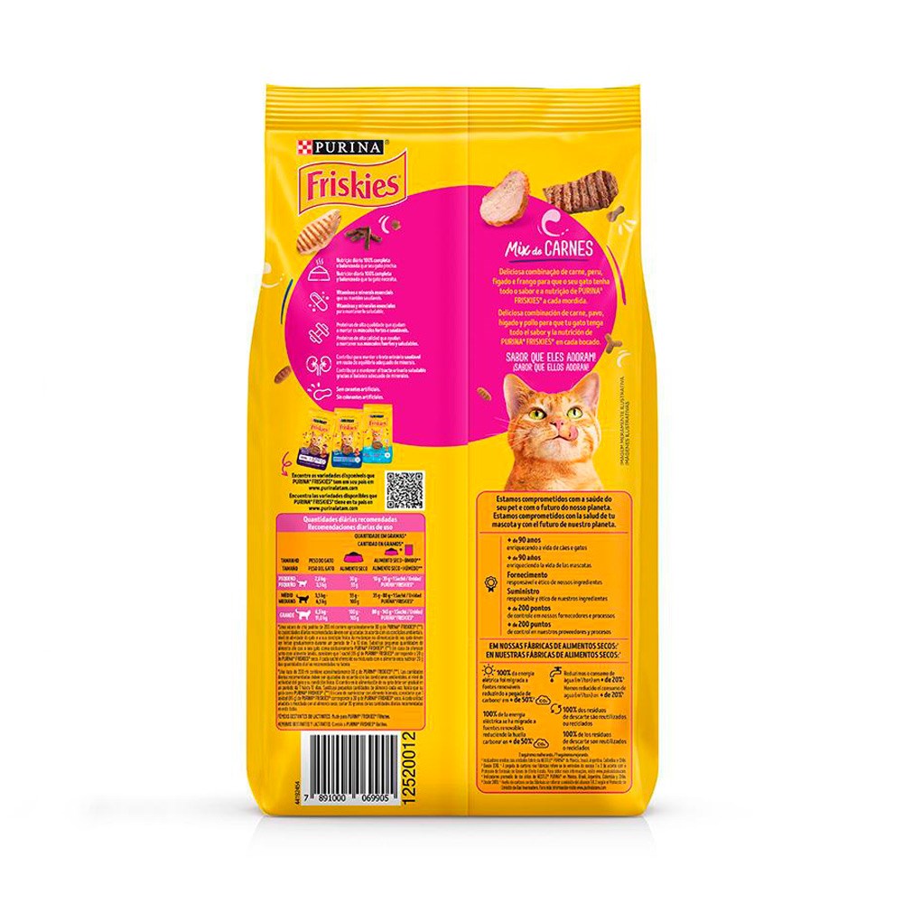 Ração Friskies Mix de Carne para Gatos Adultos Sabor Carne, Peru, Fígado e Frango