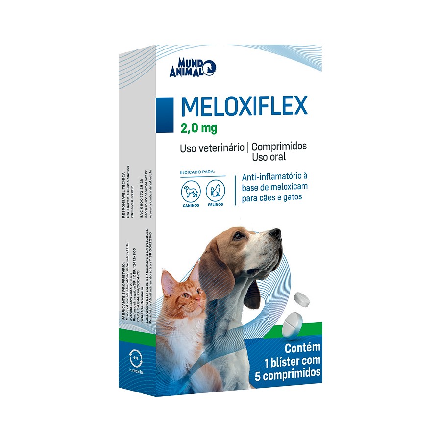 Anti-inflamatório Meloxiflex 2 MG para Cães e Gatos