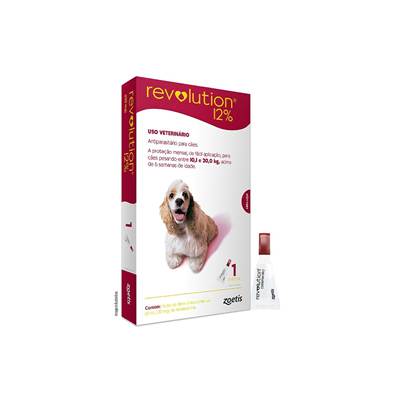 Antipulgas Revolution Zoetis 12% 1,0 ml para Cães de 10kg a 20kg 1 pipeta