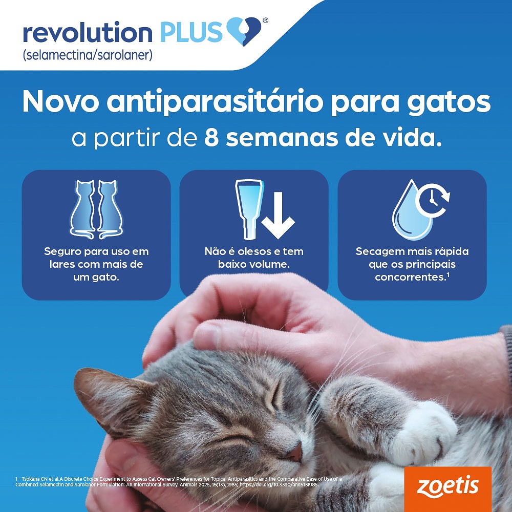 Antiparasitário Revolution Plus Zoetis para Gatos de 5,1 kg a 10 kg - 1 ml