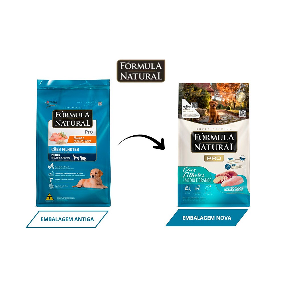 Ração Fórmula Natural Pró para Cães Filhotes de Porte Médio e Grande sabor Frango com Arroz Integral