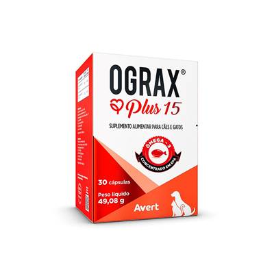 Suplemento Ograx Plus 15 para Cães e Gatos 30 cápsulas