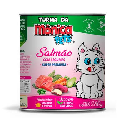 Ração Úmida Turma da Mônica Pets para Gatos Sabor Salmão com Legumes