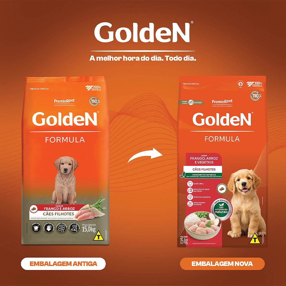 Ração Golden Fórmula para Cães Filhotes sabor Frango & Arroz