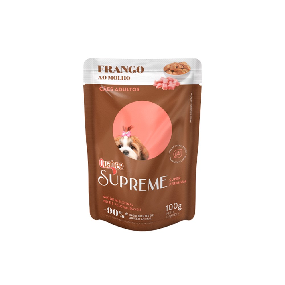 Ração Úmida Quatree Supreme para Cães Adultos Sabor Frango 