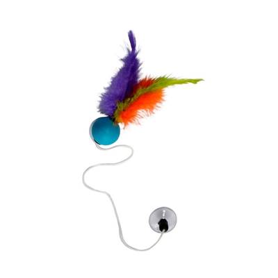 Brinquedo Plumas e Penas Elastic Ball para Gatos - Cores Sortidas U