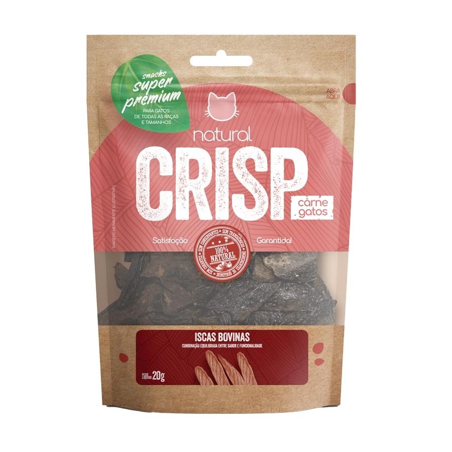 Snack Natural Crisp Iscas Bovinas para Gatos