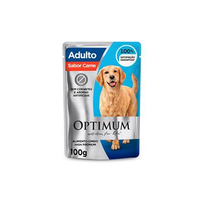 Ração Umida Optimum Sachê para Cães Adultos de Raças Grandes sabor Carne 100g