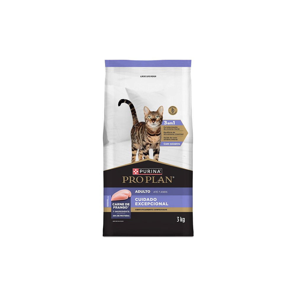 Raçõ Proplan Cuidado Excepcional para Gatos Adultos sabor Frango 